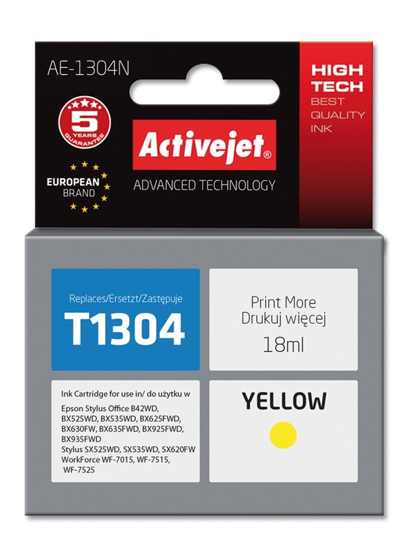 Tinta ACTIVEJET AE-1304N za Epson printer (zamjena za Epson T1304, supreme, 18 ml) žuta