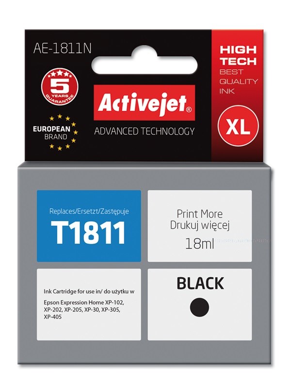 Tinta ACTIVEJET AE-1811N (zamjena za Epson 18XL T1811, supreme, 18 ml) crna