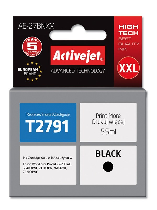 Tinta ACTIVEJET AE-27BNXX (zamjena za Epson 27XXL T2791, supreme, 55 ml) crna-0