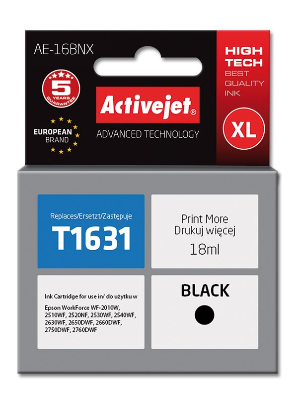 Tinta ACTIVEJET AE-16BNX (zamjena za Epson 16XL T1631, supreme, 18 ml) crna