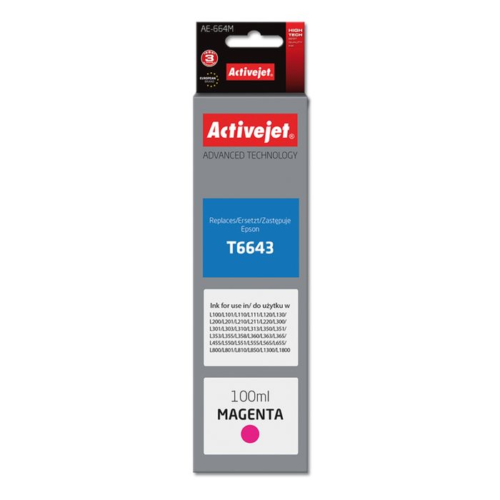 Tinta ACTIVEJET AE-664M (zamjena za Epson T6643, supreme, 100 ml) magenta