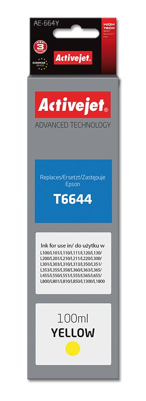 Tinta ACTIVEJET AE-664Y (zamjena za Epson T6644, supreme, 100 ml) žuta