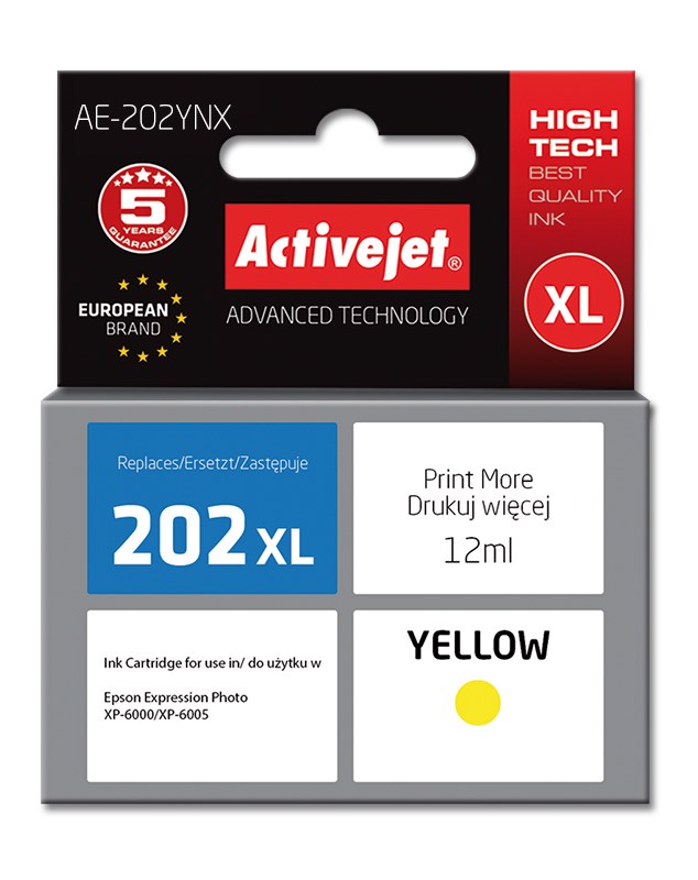 Tinta ACTIVEJET AE-202YNX (zamjena za Epson 202XL H44010, supreme, 12 ml) žuta