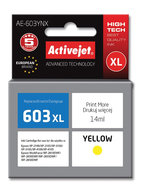 Tinta ACTIVEJET AE-603YNX (zamjena za Epson 603XL T03A44, supreme, 14 ml) žuta