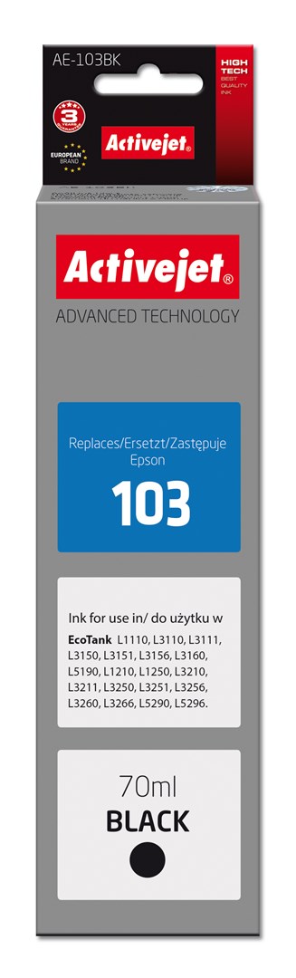 Tinta ACTIVEJET AE-103Bk (zamjena za Epson 103 C13T00S14A, Supreme, 70 ml, 4500) crna