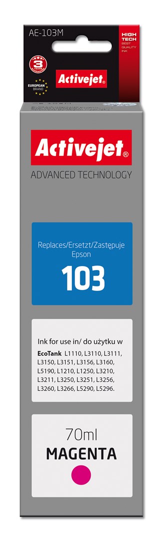 Tinta ACTIVEJET AE-103M (zamjena Epson 103 C13T00S34A, supreme, 70 ml) ljubičasta-0