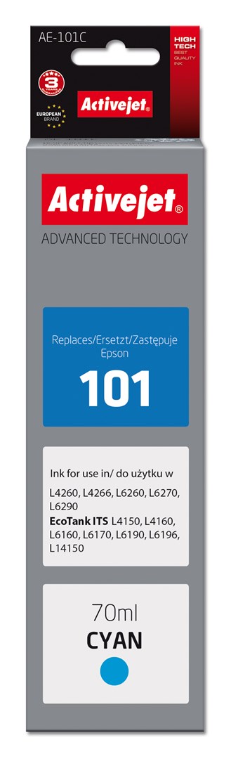 Bočica tinte za printer Epson ACTIVEJET AAE-101C (zamjena za Epson 101, Supreme, 70 ml, cijan)