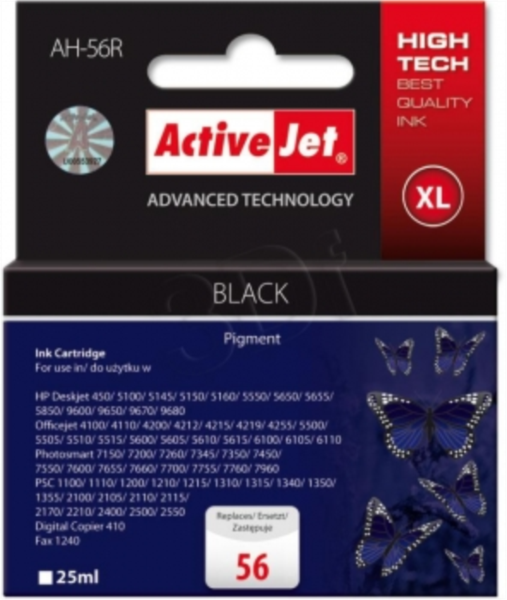 Tinta ACTIVEJET AH-56R (zamjena za HP 56 C6656A, premium, 25 ml) crna