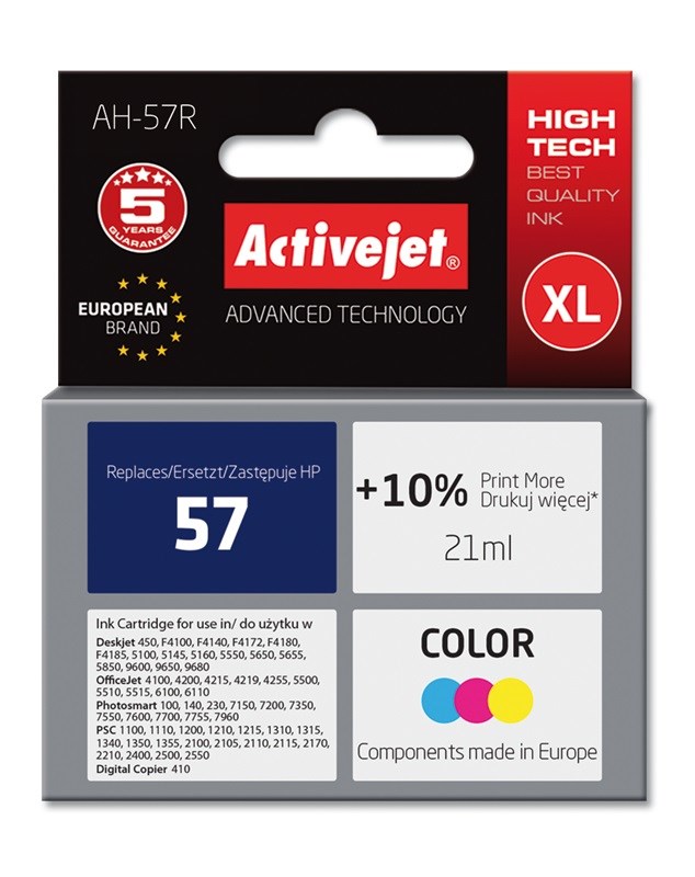 Tinta ACTIVEJET AH-57R (zamjena za HP 57 C6657A, premium, 21 ml) boja