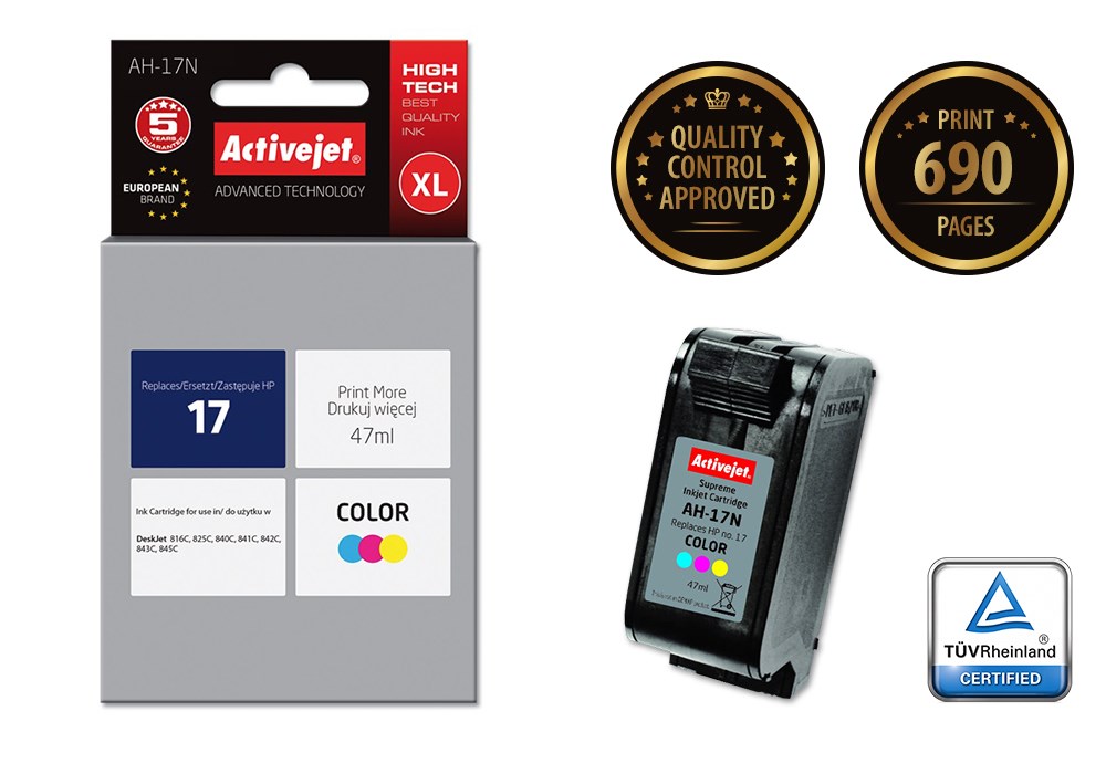 Tinta ACTIVEJET AH-17N (zamjena za HP 17 C6625A, Supreme, 47 ml) cijan, magenta, žuta-1