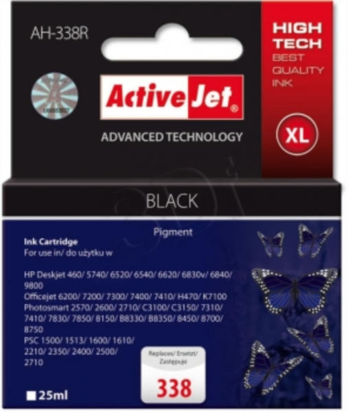 Tinta ACTIVEJET AH-338R (zamjena za HP 338 C8765EE, premium, 25 ml) crna-0