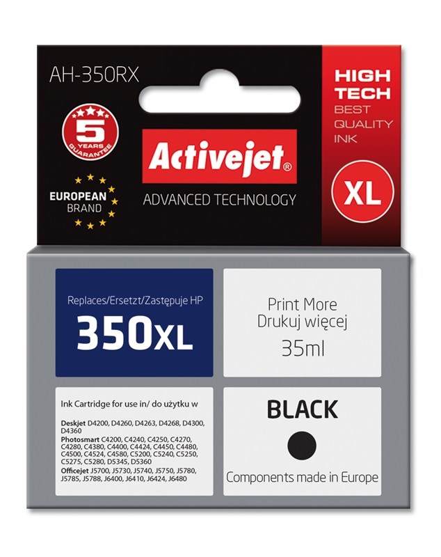 Tinta ACTIVEJET AH-350RX za HP printer (zamjena za HP 350XL CB336EE, premium, 35 ml) crna-0