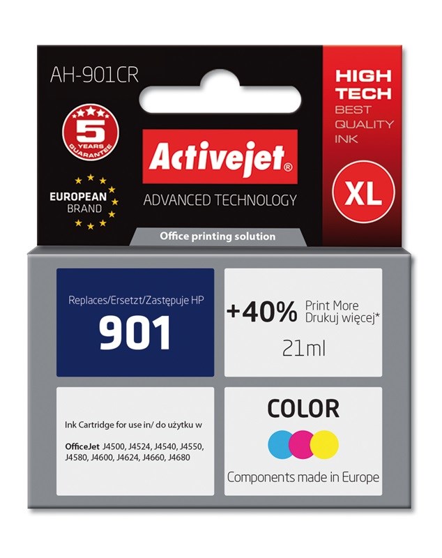 Tinta ACTIVEJET AH-901CR za HP printer (zamjena za HP 901 CC656AE, premium, 21 ml) boja-0