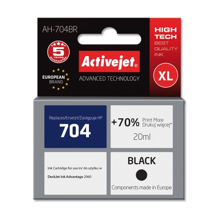 Tinta ACTIVEJET AH-704BR za HP printer (zamjena za HP 704 CN692AE, premium, 20 ml) crna-0