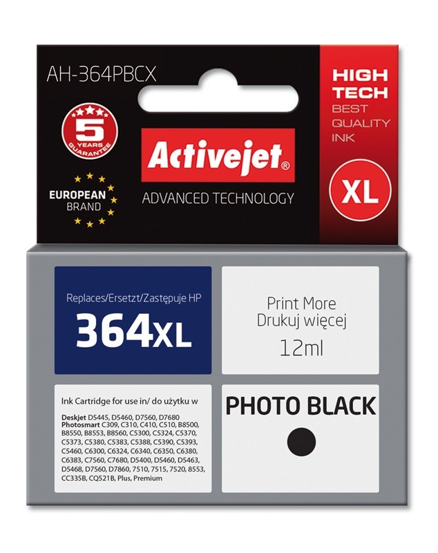 Tinta ACTIVEJET AH-364PBCX za HP printer (zamjena za HP 364XL CB322EE, premium, 12 ml) crna, foto-0