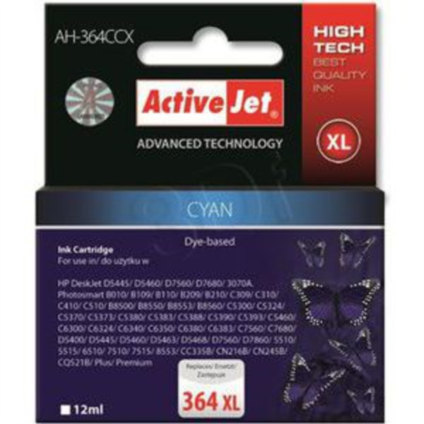 Tinta ACTIVEJET AH-364CCX za HP printer (zamjena za HP 364XL CB323EE, premium, 12 ml) plava-0