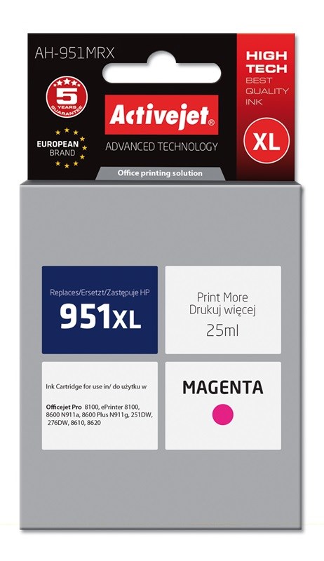 Tinta ACTIVEJET AH-951MRX za HP printer (zamjena za HP 951XL CN047AE, premium, 25 ml) magenta-1