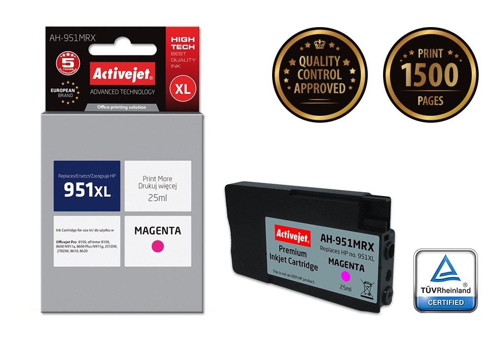 Tinta ACTIVEJET AH-951MRX za HP printer (zamjena za HP 951XL CN047AE, premium, 25 ml) magenta-0