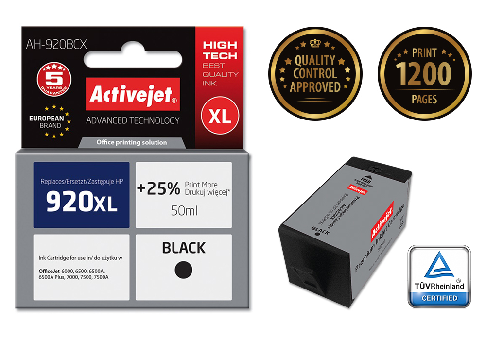 Tinta ACTIVEJET AH-920BCX za HP printer (zamjena za HP 920XL CD975AE, premium, 50 ml) crna-1