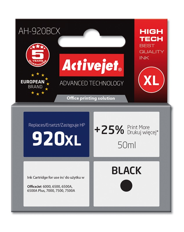 Tinta ACTIVEJET AH-920BCX za HP printer (zamjena za HP 920XL CD975AE, premium, 50 ml) crna