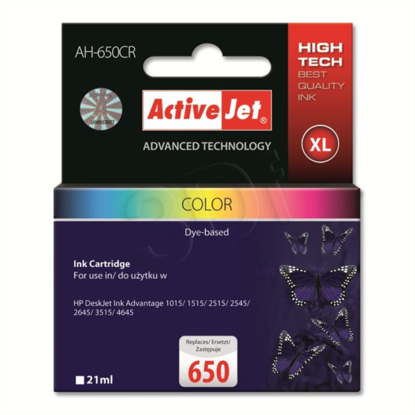 Tinta ACTIVEJET AH-650CR (zamjena za HP 650 CZ102AE, premium, 21 ml) boja-0