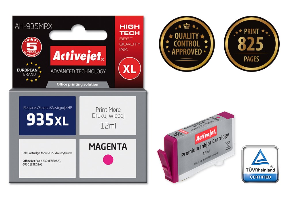 Tinta (ACTIVEJET, AH-935MRX, zamjena za HP 935XL C2P25AE, premium, 12 ml, magenta)-1
