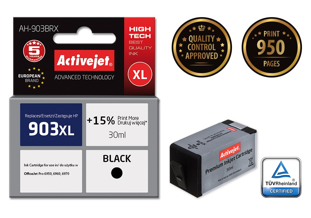 Tinta ACTIVEJET AH-903BRX (zamjena za HP 903XL T6M15AE, premium, 30 ml) crna-1