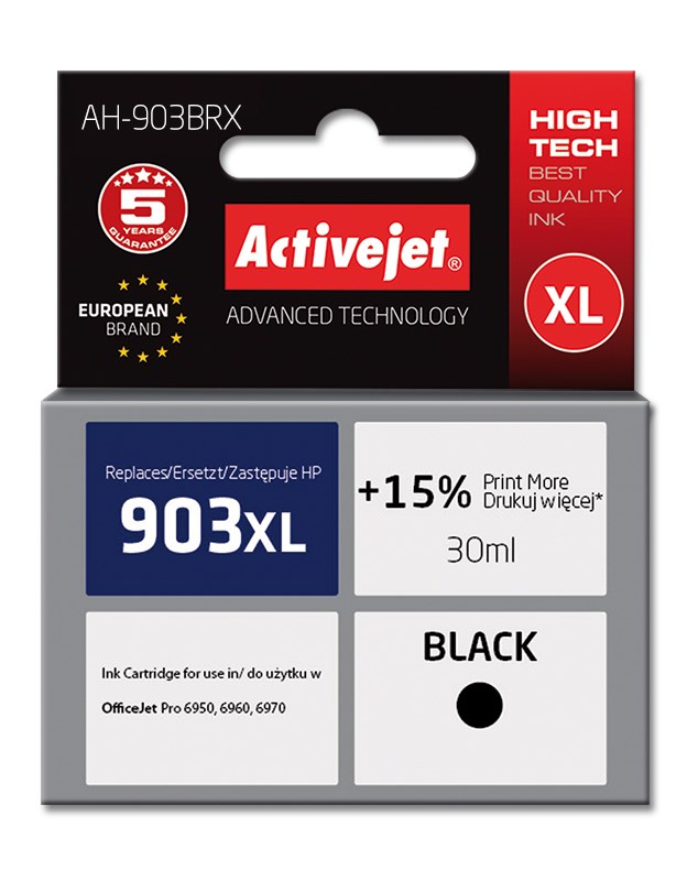 Tinta ACTIVEJET AH-903BRX (zamjena za HP 903XL T6M15AE, premium, 30 ml) crna