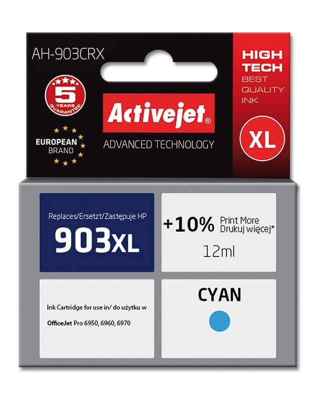 Tinta ACTIVEJET AH-903CRX (zamjena za HP 903XL T6M03AE, premium, 12 ml) cijan-1