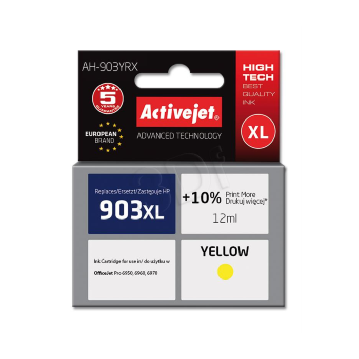Tinta ACTIVEJET AH-903YRX (zamjena za HP 903XL T6M11AE, premium, 12 ml) žuta-0
