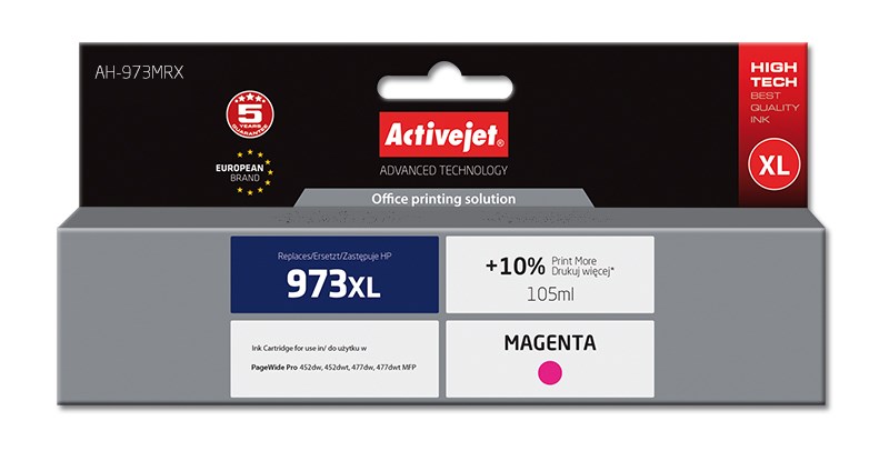 Tinta (ACTIVEJET, AH-973MRX, zamjena za HP 973XL F6T82AE, premium, 105 ml, magenta)-0