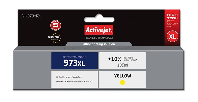 Tinta ACTIVEJET AH-973YRX (zamjena za HP 973XL F6T83AE, premium, 105 ml) žuta-0