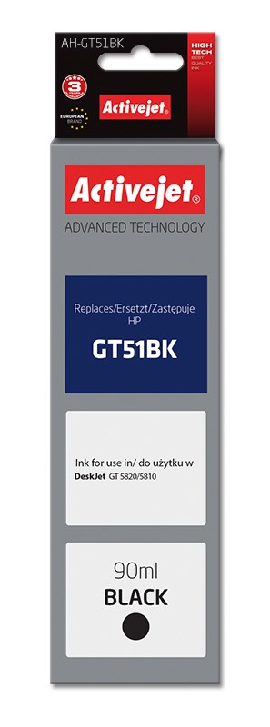 Tinta (ACTIVEJET, AH-GT51Bk, zamjena za HP GT-51BK M0H57AE, supreme, 90 ml crna)-0