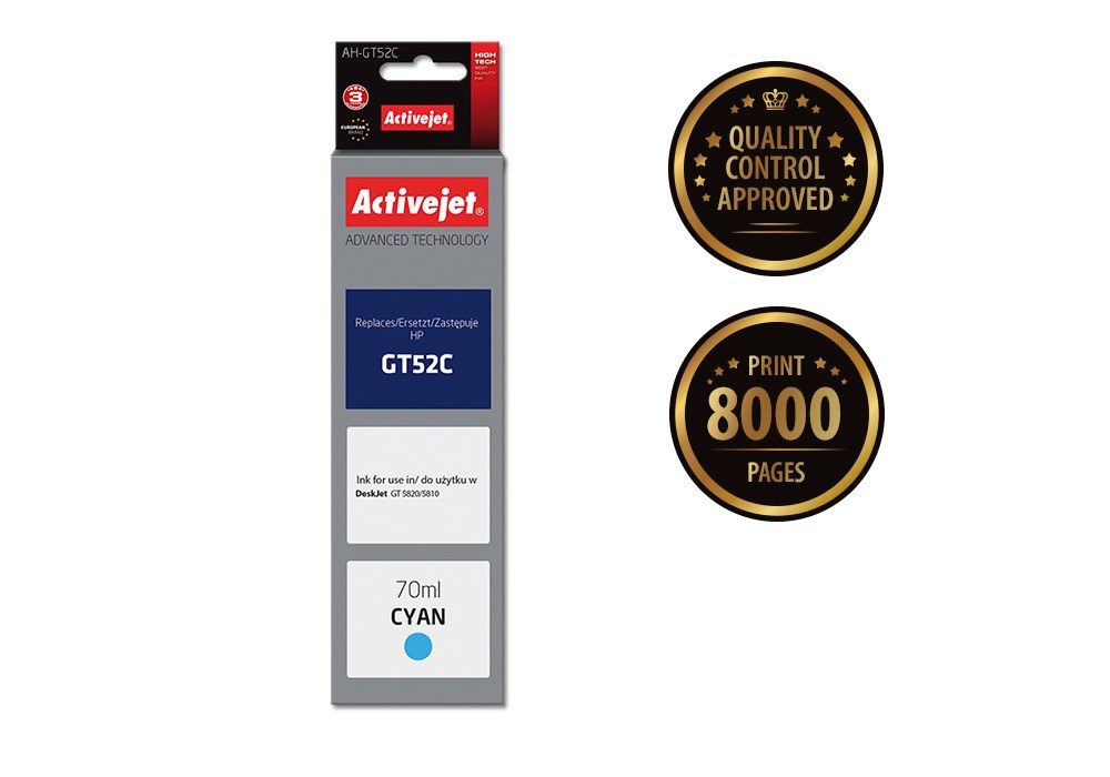 Tinta ACTIVEJET AH-GT52C (zamjena za HP GT-52C M0H54AE, supreme, 70 ml) cijan-1
