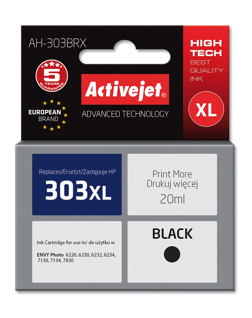 Tinta ACTIVEJET AH-303BRX za HP printer (zamjena za HP 303XL T6N04AE, premium, 20 ml) crna-0