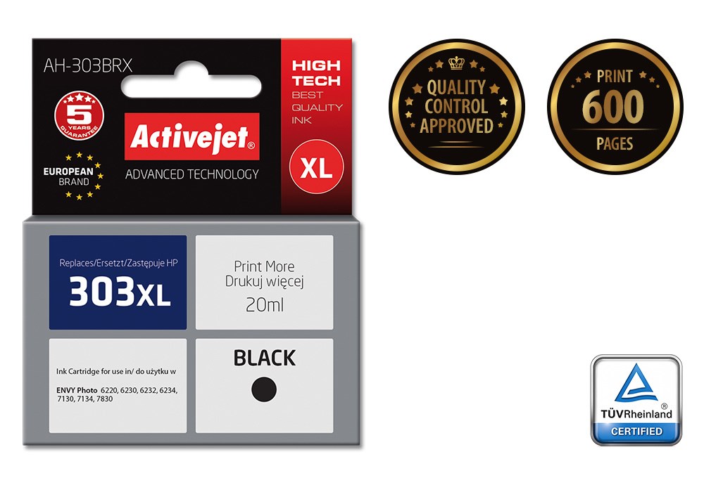 Tinta ACTIVEJET AH-303BRX za HP printer (zamjena za HP 303XL T6N04AE, premium, 20 ml) crna-1