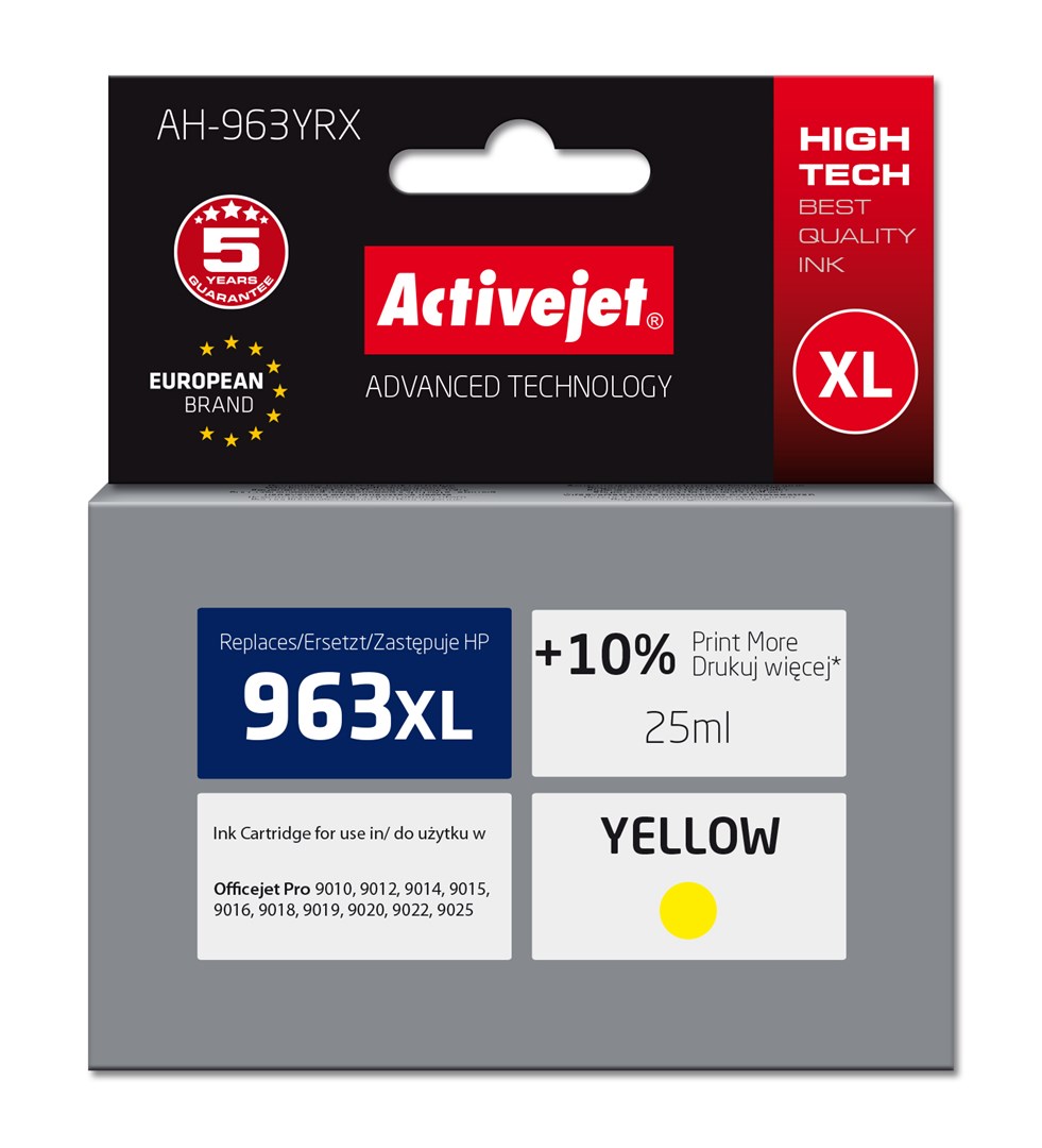 Tinta ACTIVEJET AH-963YRX za HP printere (zamjena za HP 963XL 3JA29AE, premium, 1760 stranica) žuta-0