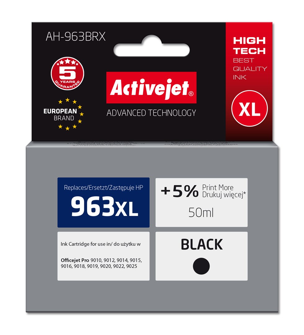 Tinta ACTIVEJET AH-963BRX za HP printere (zamjena za HP 963XL 3JA30AE, premium, 2100 stranica) crna