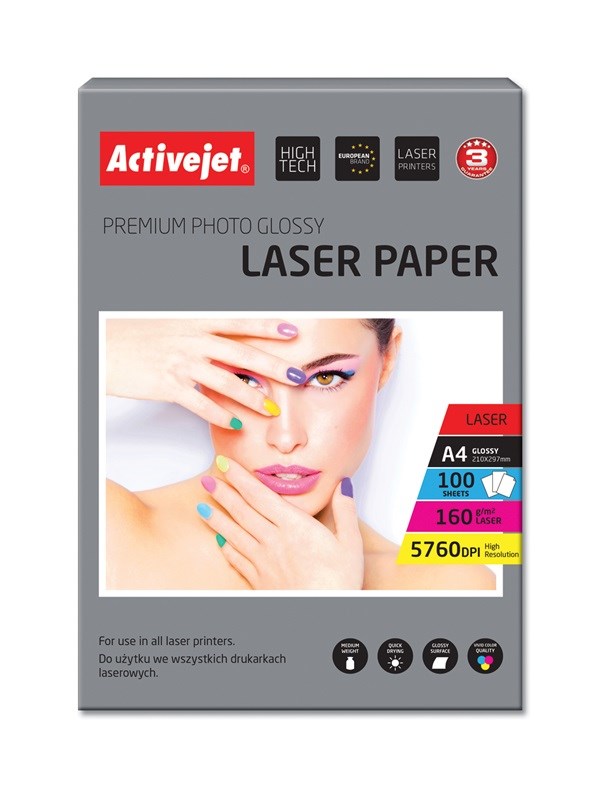Fotopapir za laserske printere Activejet AP4-160G100L (A4, 100 kom)-0