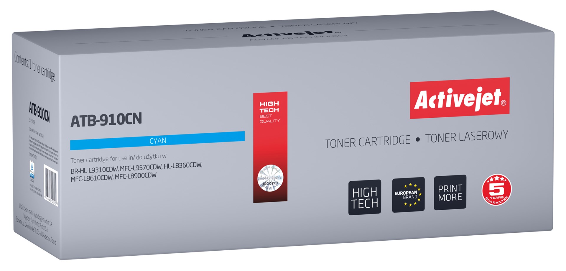 Toner ACTIVEJET ATB-910CN (zamjena za Brother TN-910C, Supreme, 9000 stranica) cijan-0