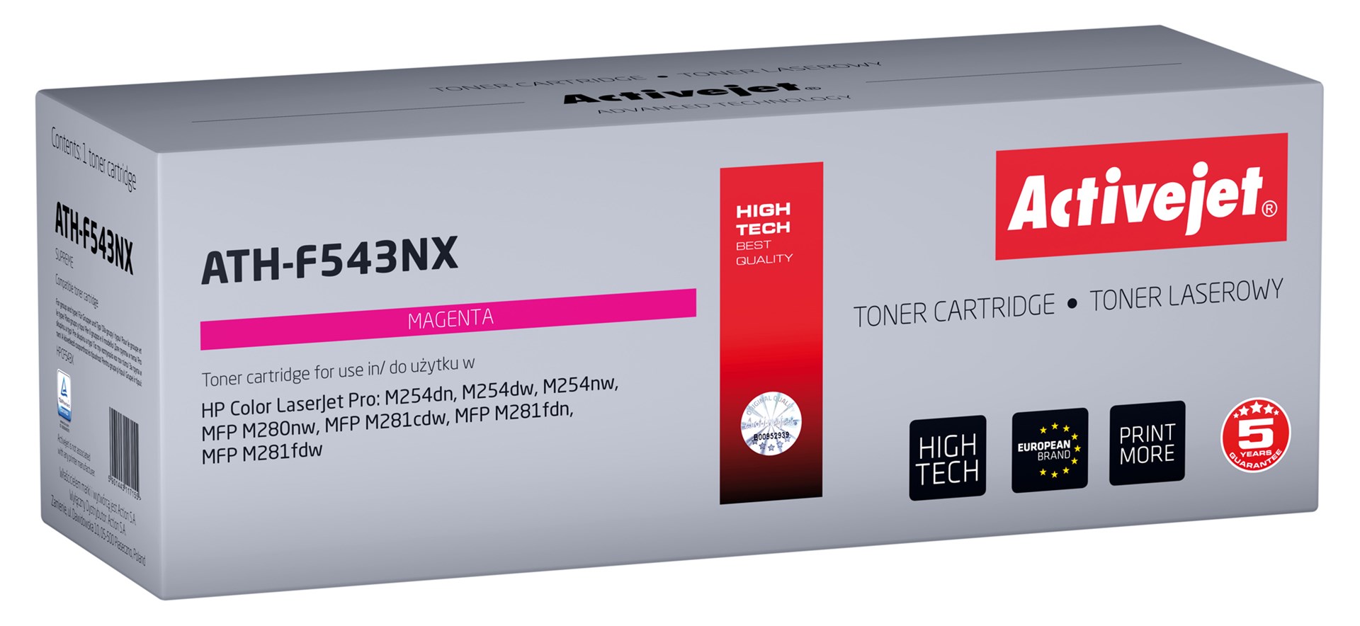 Toner ACTIVEJET ATH-F543NX (zamjena za HP 540 CF543X, supreme, 2500 stranica) magenta
