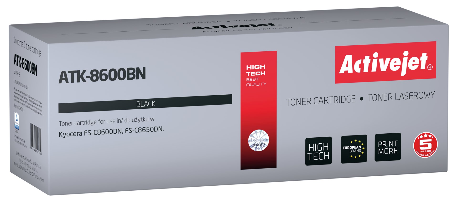 Toner ACTIVEJET ATK-8600BN (zamjena za Kyocera TK-8600K, Supreme, 30000 stranica) crna