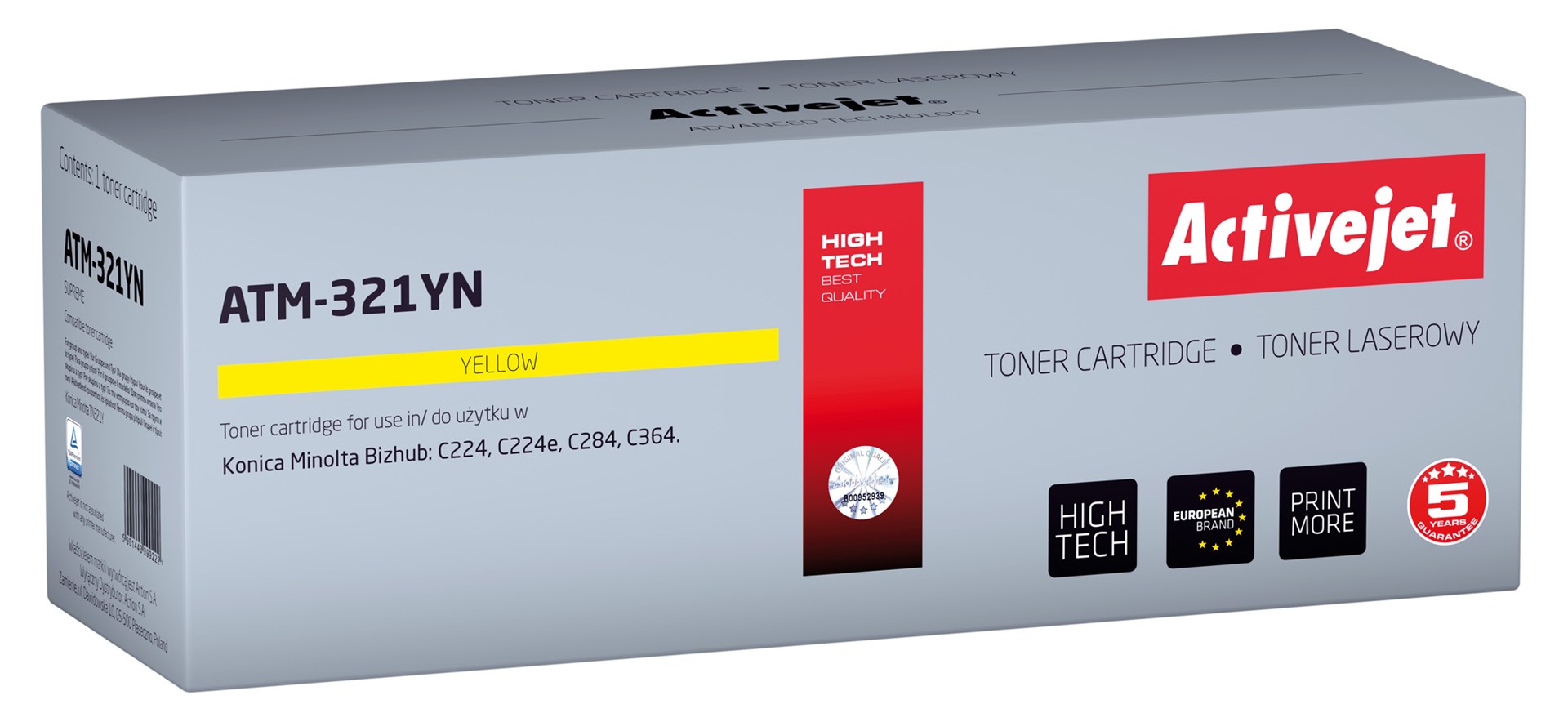 Toner za printer ACTIVEJET ATM-321YN za Konica Minolta (zamjena za Konica Minolta TN321Y, supreme, 25000 stranica) žuti