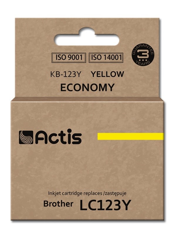 Tinta ACTIS KB-123Y (zamjena za Brother LC123Y/LC121Y, standardna, 10 ml) žuta