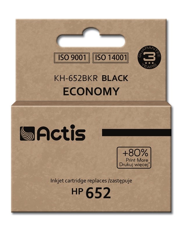 Tinta ACTIS KH-652BKR (zamjena za HP 652 F6V25AE, standardna, 15 ml) crna