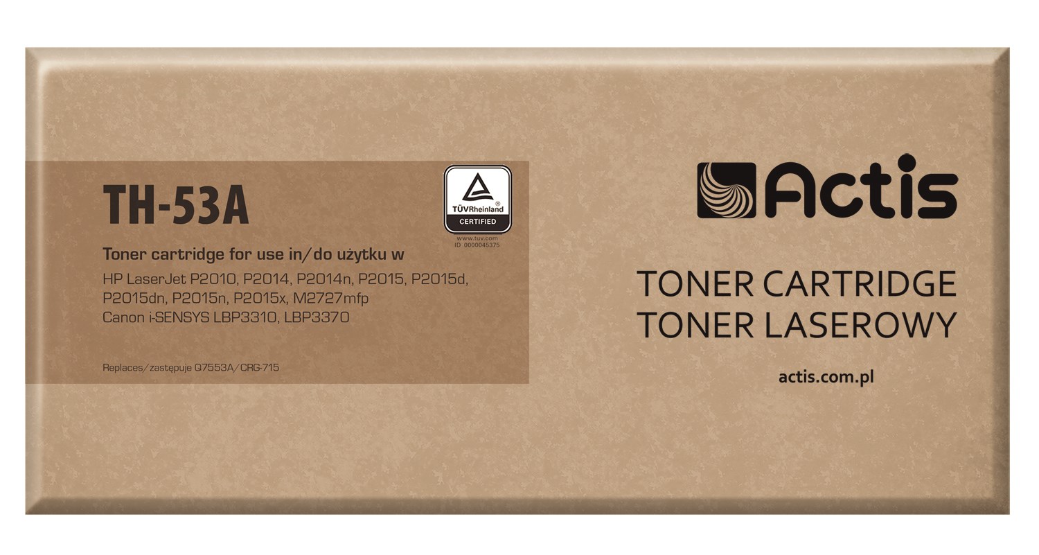 Toner ACTIS TH-53A (zamjena za HP 53A Q7553A, Canon CRG-715, standardni, 3000 stranica) crni
