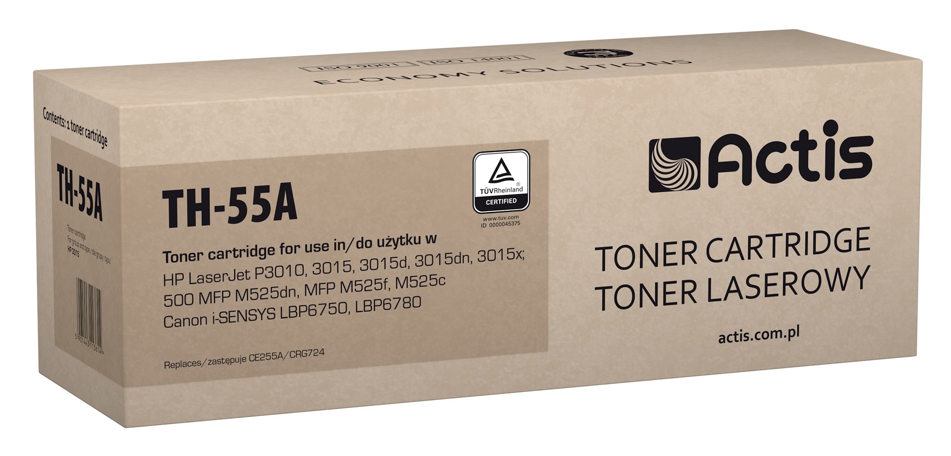 Toner ACTIS TH-55A (zamjena za HP 55A CE255A, Standard, 6000 str.) crni