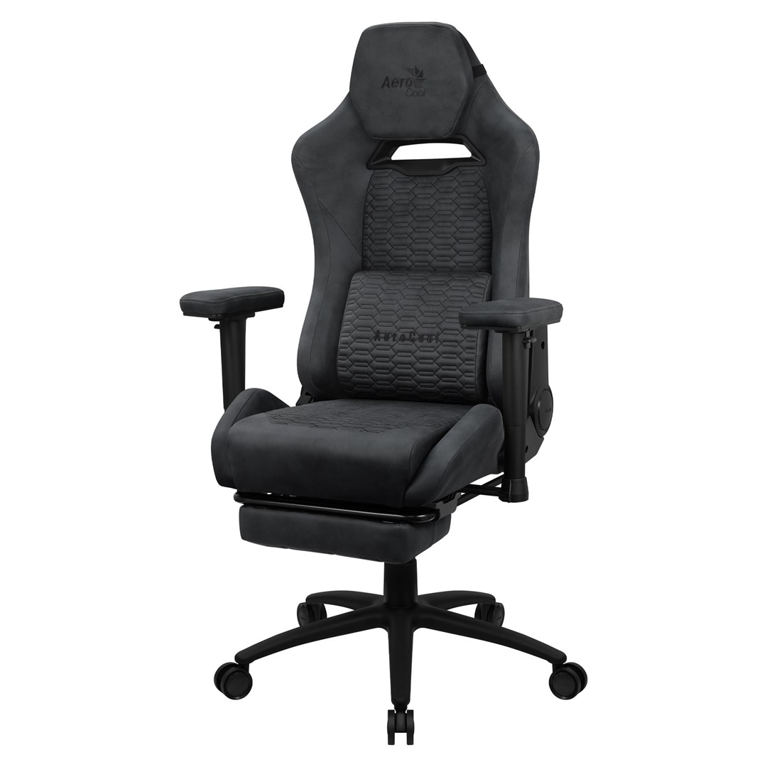Aerocool ROYALSLATEGR Premium Ergonomic Gaming Chair Legrests Aerosuede Technology Grey-0