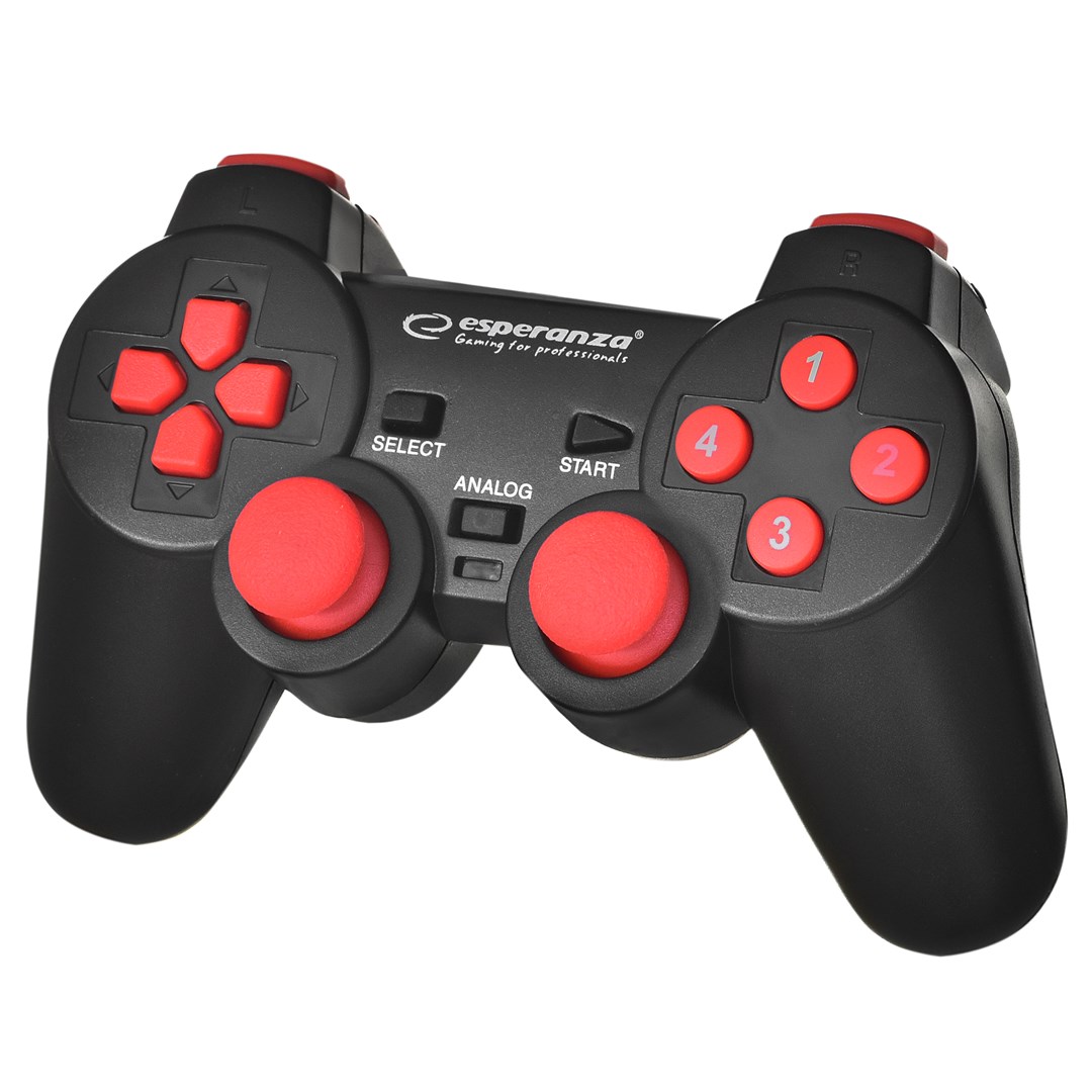 Kontroler ESPERANZA EGG102R (gaming, gamepad, analogni/digitalni, PC, USB 2.0) crno-crveni-0