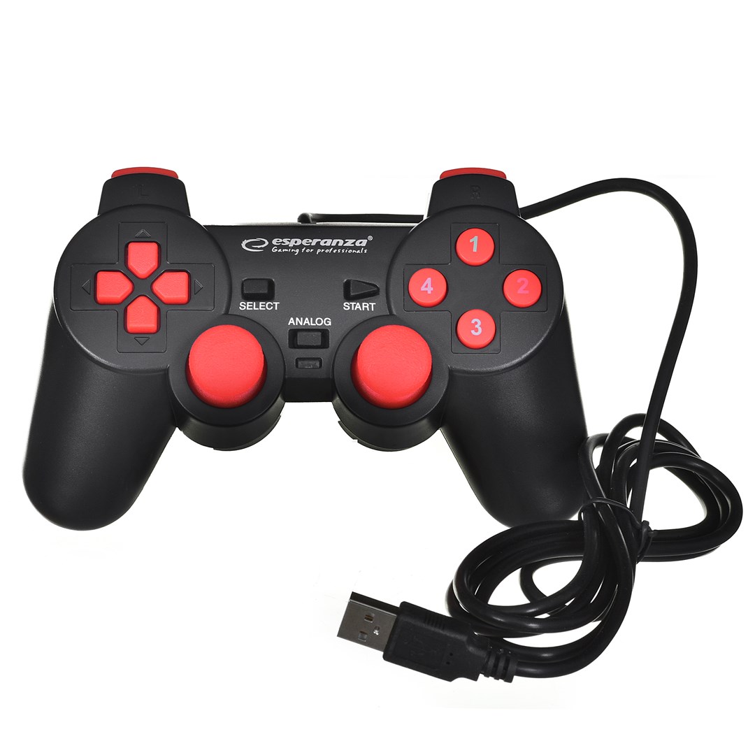 Kontroler ESPERANZA EGG102R (gaming, gamepad, analogni/digitalni, PC, USB 2.0) crno-crveni-3